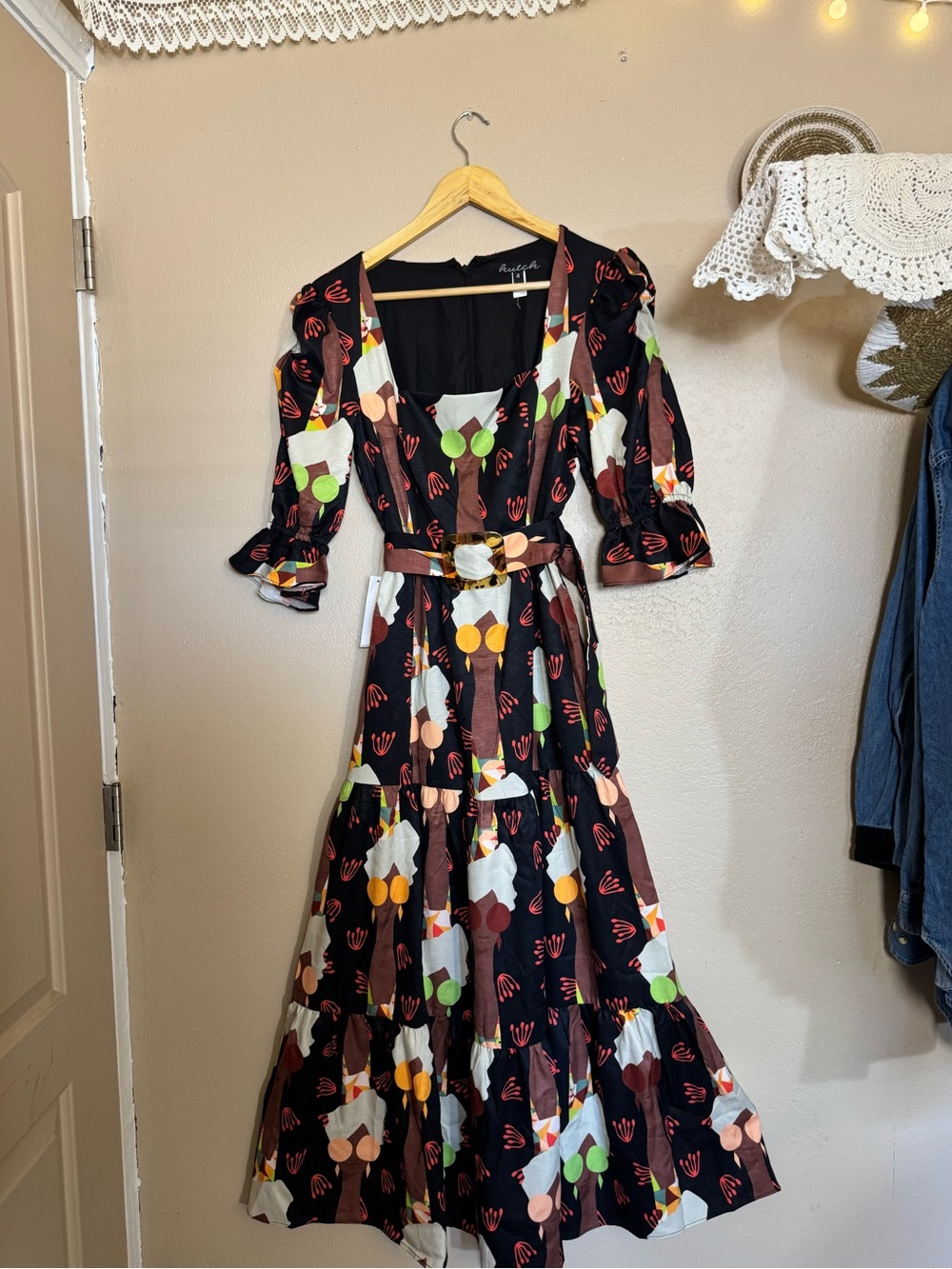 HUTCH | Boho Retro Women’s Belted Maxi Dress | Size 4